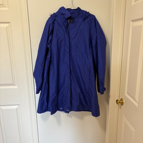 Women's L.L. Bean Rain Windbreaker Jacket Plus Size 1X Royal Blue LL Bean - Picture 1 of 15